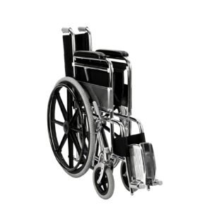 Basic Folding Steel Manual Wheelchair featuring folding wheelchair and mobility aid; suited to home elder care
