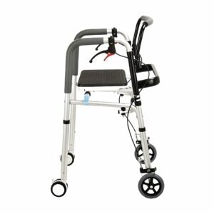 100 kg Folding Aluminum Walker with Seat and Dual Handbrakes featuring 100 kg aluminum walker; suited to Key functions and design features include. | Push Walker with Seat and Handbrakes view of 100 kg Folding Aluminum Walker with Seat and Dual Handbrakes