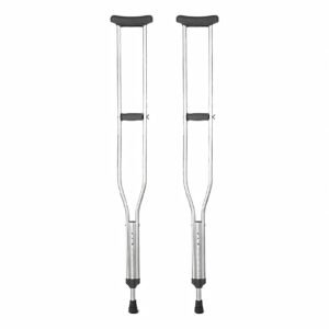 Front product view: 136 kg Adjustable Aluminum Underarm Crutches – Pair featuring 136 kg underarm crutch pair; suited to Key functions and design features | Aluminum Underarm Support Crutch view of 136 kg Adjustable Aluminum Underarm Crutches – Pair
