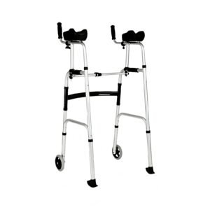 100 kg Folding Forearm-support Walker with Optional Seat and Wheels featuring 100 kg forearm support walker; suited to Key functions and design. | Two wheel walkers view of 100 kg Folding Forearm-support Walker with Optional Seat and Wheels