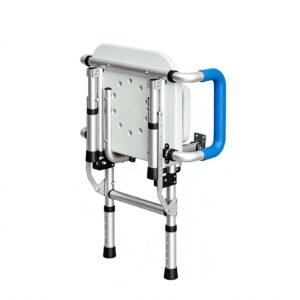 Wall-mounted Folding Shower Chair with Wide Seat and Armrests featuring wall mounted shower chair; suited to home bathrooms