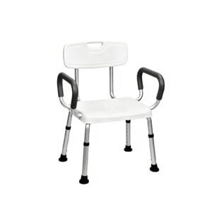 Six-height Shower Chair with Removable Armrests and Backrest featuring removable armrest shower chair; suited to suitable for home bathrooms