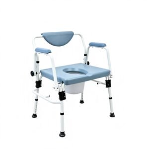 Anti-fall Assisted Commode Chair featuring aluminum commode chair and extra-wide commode chair; suited to suitable over a toilet as a riser or assist. | Aluminum commode chair view of Anti-fall Assisted Commode Chair