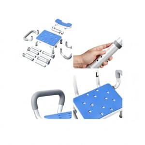 150 kg Modular Shower Chair with Removable Armrests and Backrest featuring removable arm back bath seat; suited to Key functions and design features. | Shower chair with back and handles view of 150 kg Modular Shower Chair with Removable Armrests and Backrest