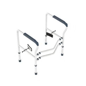 150 kg Adjustable Curved-leg Toilet Safety Frame featuring 150 kg curved toilet safety frame; suited to Key functions and design features include. | Stand alone toilet safety rail view of 150 kg Adjustable Curved-leg Toilet Safety Frame