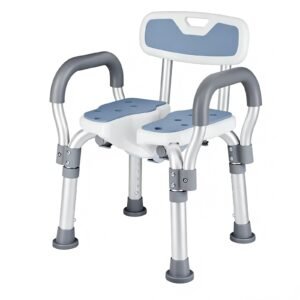 Six-height 3D-recessed Shower Chair with Removable Armrests featuring removable armrest bath chair; suited to home bathrooms