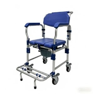 Assisted Wheeled Shower Commode featuring aluminum commode chair and lightweight commode chair; suited to suitable for bedside toileting