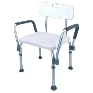 100 kg Adjustable Shower Chair with Foam Armrests featuring 100 kg shower chair; suited to Key functions and design features include. | Shower chair with back and handles view of 100 kg Adjustable Shower Chair with Foam Armrests