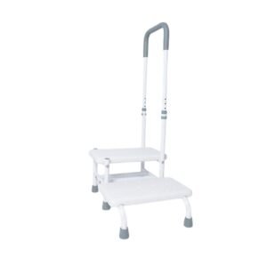 Two-step Bathtub Safety Stool with Adjustable Handrail featuring bathtub step stool; suited to bathtub entry