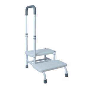 Fixed Two-step Stool with Adjustable Handrail featuring medical step stool and bedside step stool; suited to bedside transfers