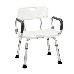 150 kg Tool-free Shower Chair with Flip-up Arms featuring 150 kg shower chair; suited to Key functions and design features include. | Shower chair with back and handles view of 150 kg Tool-free Shower Chair with Flip-up Arms
