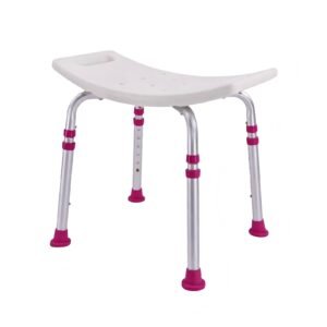 Six-height Curved Backless Shower Chair featuring curved shower stool and six height bath chair; suited to suitable for home bathrooms
