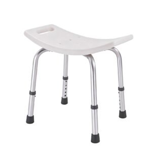 Multi-height Curved Backless Shower Stool featuring adjustable shower stool and curved bath seat; suited to suitable for home bathrooms