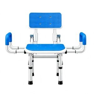 Wall-mounted Folding Shower Chair with Adjustable Legs and Removable Armrests featuring folding shower seat; suited to home bathrooms