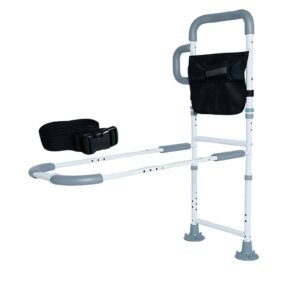 Floor-standing Dual-handle Bed Assist Rail featuring bed safety rail and bedside assist handle; suited to home rehabilitation