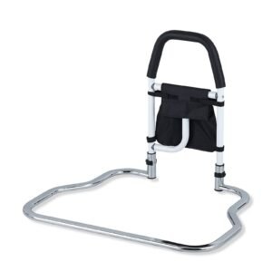 Chrome-plated Wide-base Bed Assist Rail featuring bed safety rail and bedside assist handle; suited to bedrooms