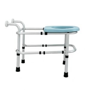 100 kg Wall-supported Folding Shower and Commode Chair featuring folding shower commode chair; suited to Key functions and design features include. | Aluminum shower chair view of 100 kg Wall-supported Folding Shower and Commode Chair