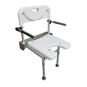 100 kg Wall-mounted Folding Shower Seat with Adjustable Legs featuring 100 kg wall mounted shower seat; suited to Key functions and design features. | Aluminum shower chair view of 100 kg Wall-mounted Folding Shower Seat with Adjustable Legs