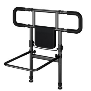 Extra-wide Folding Floor-supported Bed Rail featuring bed safety rail and bedside assist handle; suited to homes