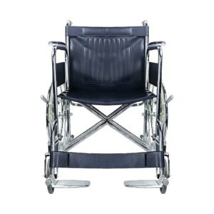 Folding Steel Wheelchair with Detachable Leg Supports featuring manual wheelchair and mobility aid; suited to pharmacies