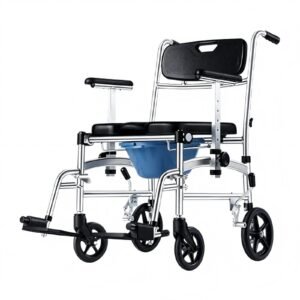 Folding Wheeled Commode with Tray featuring commode chair steel and lightweight commode chair; suited to suitable for bedside toileting