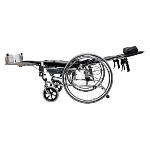Full-reclining High-back Commode Care Wheelchair featuring manual wheelchair and folding wheelchair; suited to severe dependency