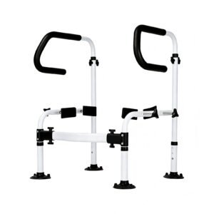 100 kg Adjustable Dual-level Toilet Safety Frame with Four Clamps featuring 100 kg dual level toilet frame; suited to Key functions and design features. | Toilet safety rails for seniors view of 100 kg Adjustable Dual-level Toilet Safety Frame with Four Clamps