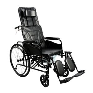 Full-reclining Commode Care Wheelchair featuring manual wheelchair and folding wheelchair; suited to intensive home care