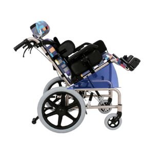 Reclining High-back Pediatric Positioning Wheelchair featuring manual wheelchair and folding wheelchair; suited to cerebral palsy