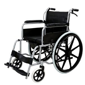 Folding High-carbon-steel Commode Wheelchair featuring manual wheelchair and folding wheelchair; suited to semi-dependent older adults