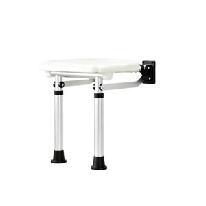 150 kg Wall-mounted Folding Shower Seat with Support Legs featuring 150 kg wall mounted shower seat; suited to Key functions and design features include. | Old people shower chair view of 150 kg Wall-mounted Folding Shower Seat with Support Legs