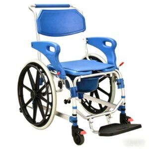 Large-wheel Portable Commode Chair featuring aluminum commode chair and heavy duty commode chair; suited to suitable for bedside toileting