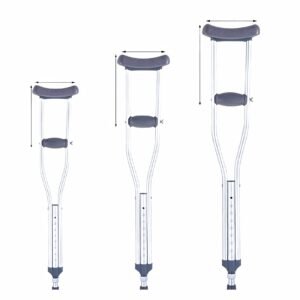 100 kg Adjustable Aluminum Underarm Crutches – Pair featuring 100 kg underarm crutch pair; suited to Key functions and design features include. | Walking Crutches view of 100 kg Adjustable Aluminum Underarm Crutches – Pair