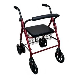 136 kg Folding Rollator with Seat and Metal Basket featuring metal basket walking aid; suited to Key functions and design features include. | 4 Wheel Rollator view of 136 kg Folding Rollator with Seat and Metal Basket