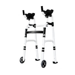 Four-wheel Forearm-support Walker with Flip-up Seat featuring forearm support walker with seat; suited to bend-free home movement