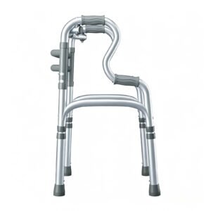 Multifunction Folding Four-leg Walker with Dual-level Handles featuring dual level rising handle aid; suited to home walking