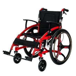 Lightweight Aluminum Sport Manual Wheelchair featuring folding wheelchair and mobility aid; suited to younger and middle-aged users with mobility.