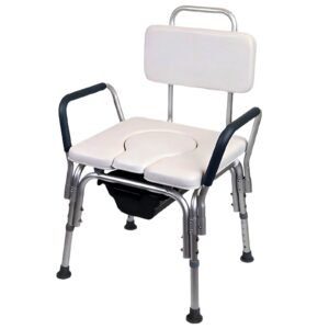 100 kg Two-in-one Shower and Commode Chair featuring shower commode chair and 100 kg toilet chair; suited to Key functions and design features include. | Shower chair with back and handles view of 100 kg Two-in-one Shower and Commode Chair