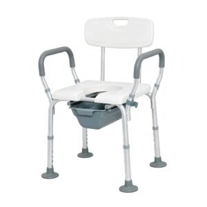 135 kg Wide-seat Shower and Commode Chair featuring wide seat shower commode; suited to Key functions and design features include. | Shower chair with back view of 135 kg Wide-seat Shower and Commode Chair