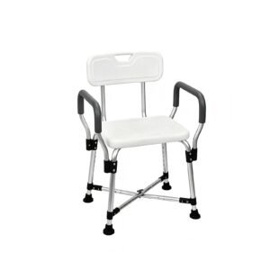 Six-height Cross-braced Anti-slip Shower Chair featuring cross braced shower chair and adjustable bath seat; suited to home bathrooms