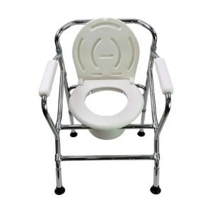 100 kg Folding Shower and Commode Chair with Sealed Bucket featuring folding shower commode chair; suited to Key functions and design features include. | Steel shower chair view of 100 kg Folding Shower and Commode Chair with Sealed Bucket