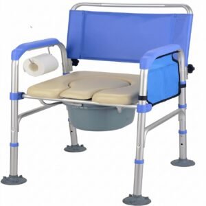 Portable Shower Chair with Pail featuring aluminum commode chair and lightweight commode chair; suited to suitable for integrated age-friendly. | Rolling shower chair commode view of Portable Shower Chair with Pail