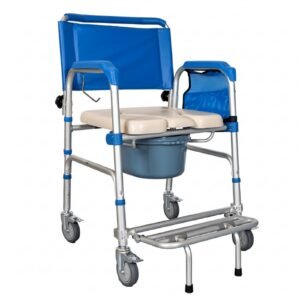 Portable Shower Commode Chair featuring aluminum commode chair and lightweight commode chair; suited to suitable for bariatric age-friendly care. | Aluminum commode chair view of Portable Shower Commode Chair