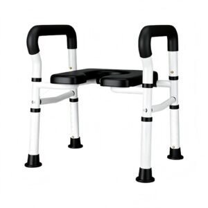 Power Lift Commode featuring aluminum commode chair and lightweight commode chair; suited to suitable over seated or squat toilets