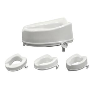 180 kg Home Rehabilitation Raised Toilet Seat in Three Heights featuring rehabilitation toilet riser; suited to Key functions and design features. | Plastic raised toilet seat view of 180 kg Home Rehabilitation Raised Toilet Seat in Three Heights
