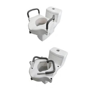 136 kg Rehabilitation Raised Toilet Seat with Height-adjustable Armrests featuring raised toilet seat with arms; suited to Key functions and design. | Bolt on raised toilet seat with arms view of 136 kg Rehabilitation Raised Toilet Seat with Height-adjustable Armrests