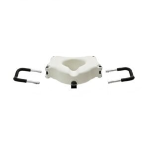 Removable 136–150 kg Raised Toilet Seat with Adjustable Armrests featuring removable raised toilet seat; suited to homes