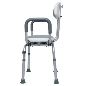 136 kg Lockable Swivel Shower Chair with Height and Width Adjustment featuring rotating bath seat; suited to Key functions and design features include. | Shower chair with back view of 136 kg Lockable Swivel Shower Chair with Height and Width Adjustment