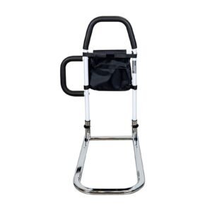 Reversible Dual-handle Safety Bed Rail featuring bed safety rail and bedside assist handle; suited to home elder care