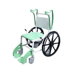 Shower Commode Transport Chair featuring aluminum commode chair and lightweight commode chair; suited to suitable for semi-dependent home care. | Aluminum commode chair view of Shower Commode Transport Chair